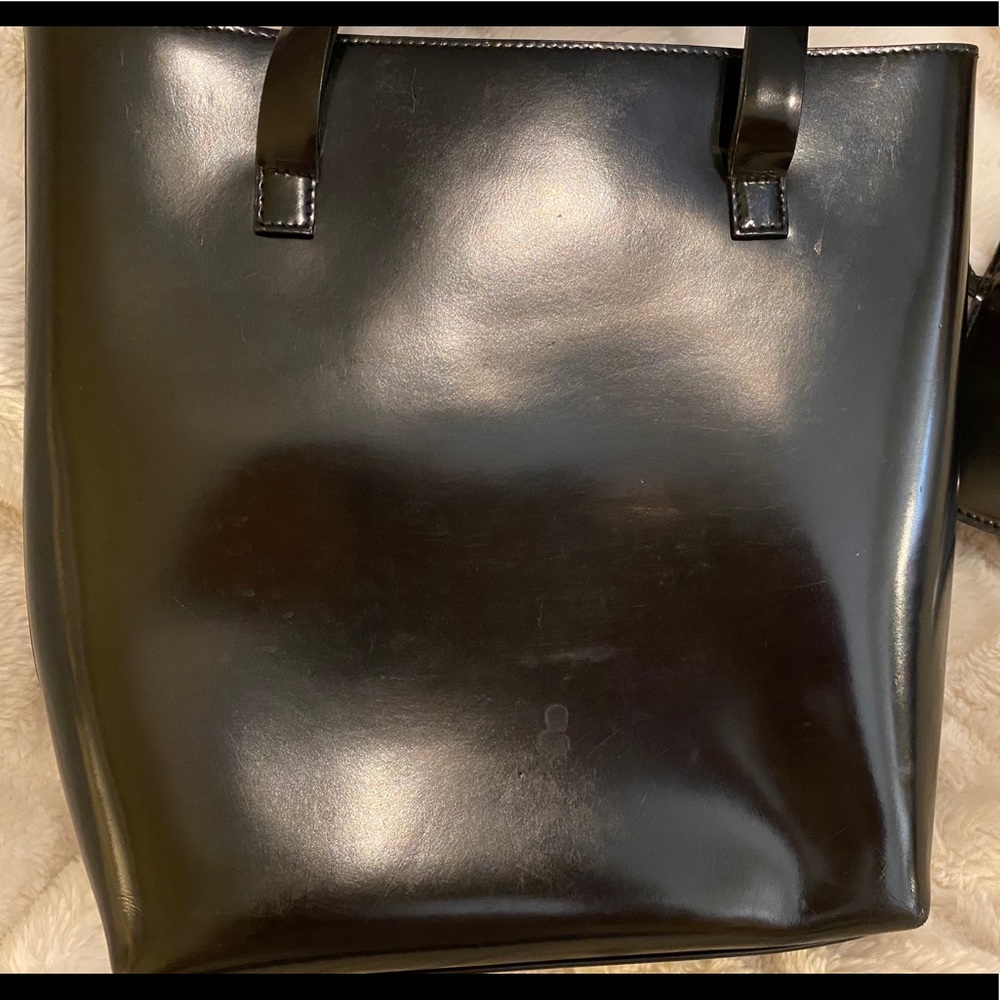 RARE Gucci Vintage Glossy Black Leather Tote - Picture 8 of 15